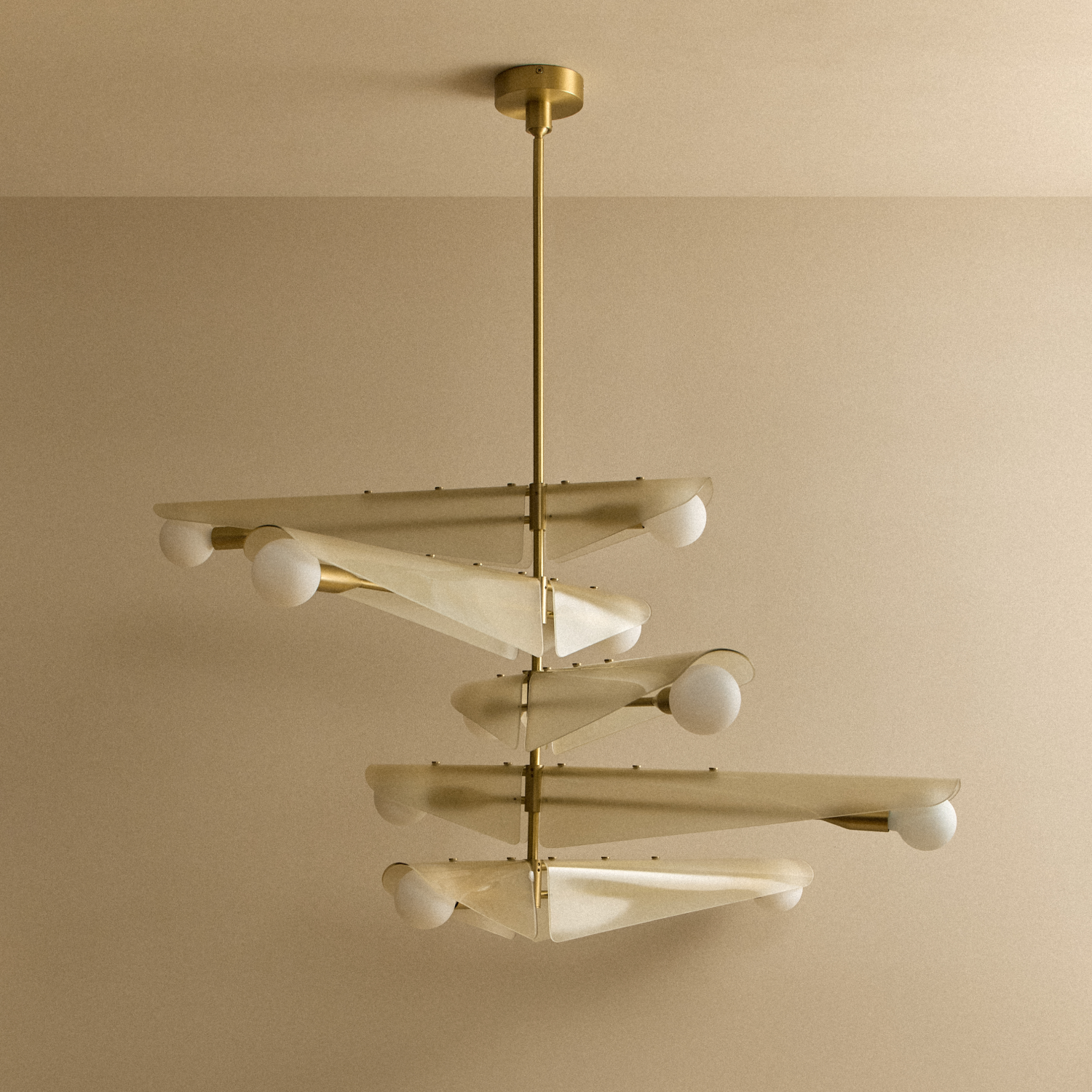Tala Sycamore Chandelier 5 Tiers in Dusk Pink shown unlit