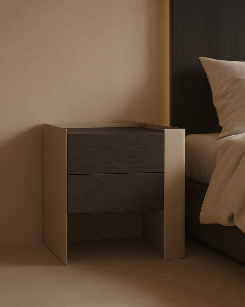 Tommy Franks Tunica bedside tables in taupe, pair