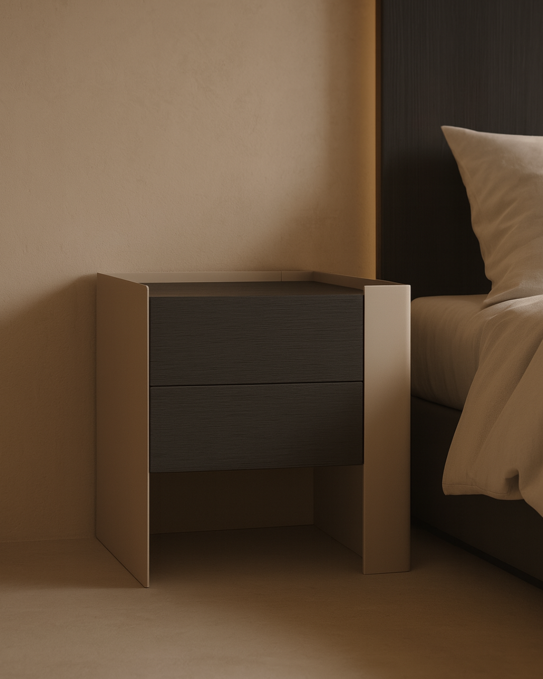 Tommy Franks Tunica bedside tables in taupe, pair