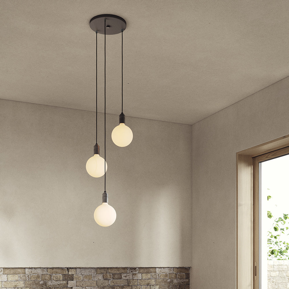 Tala Triple Pendant in Graphite - Black Canopy in a styled interior setting (view 2)