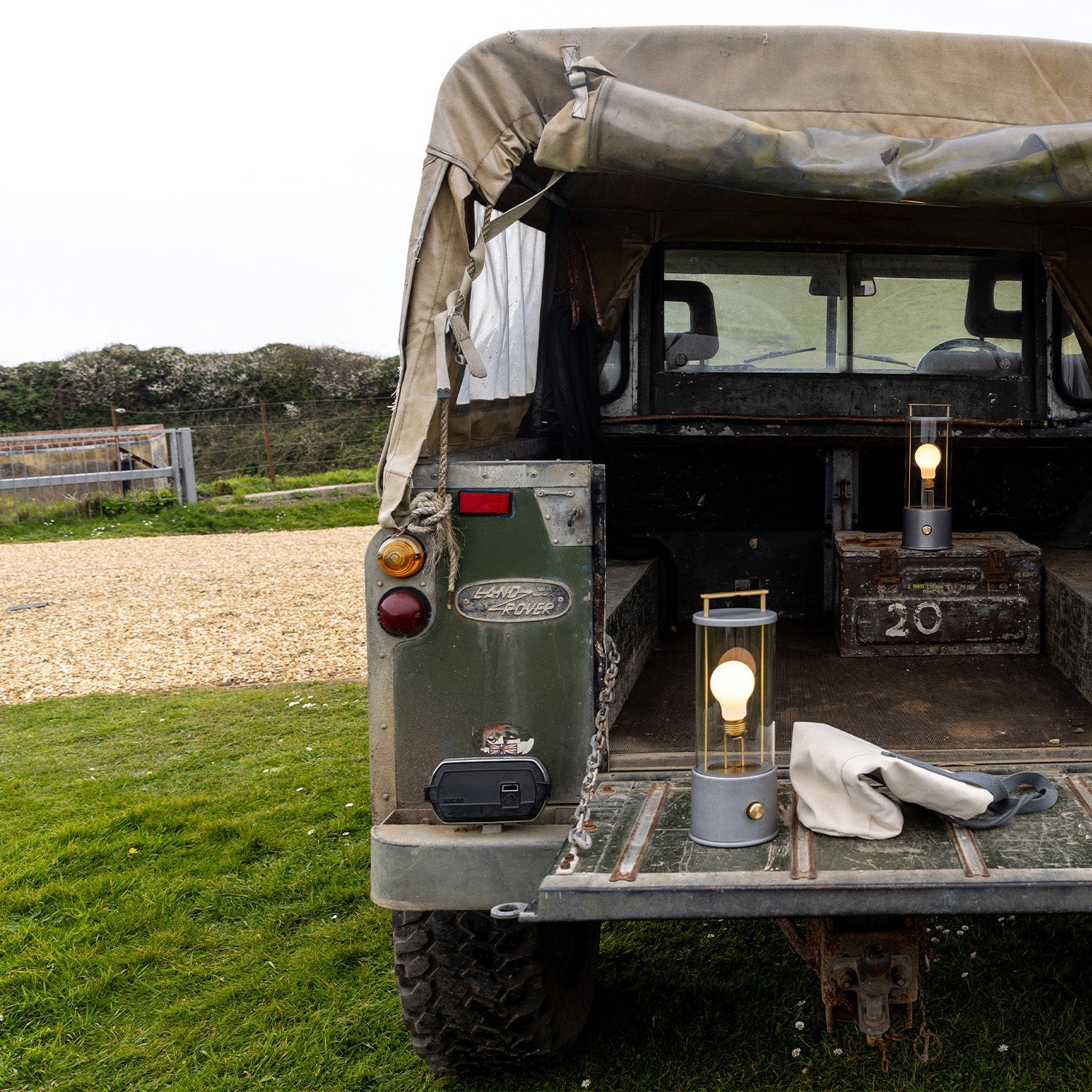 Tala The Rugged Muse 1.0 Portable Lamp in Raw Aluminium - Set of 2 in a styled interior setting