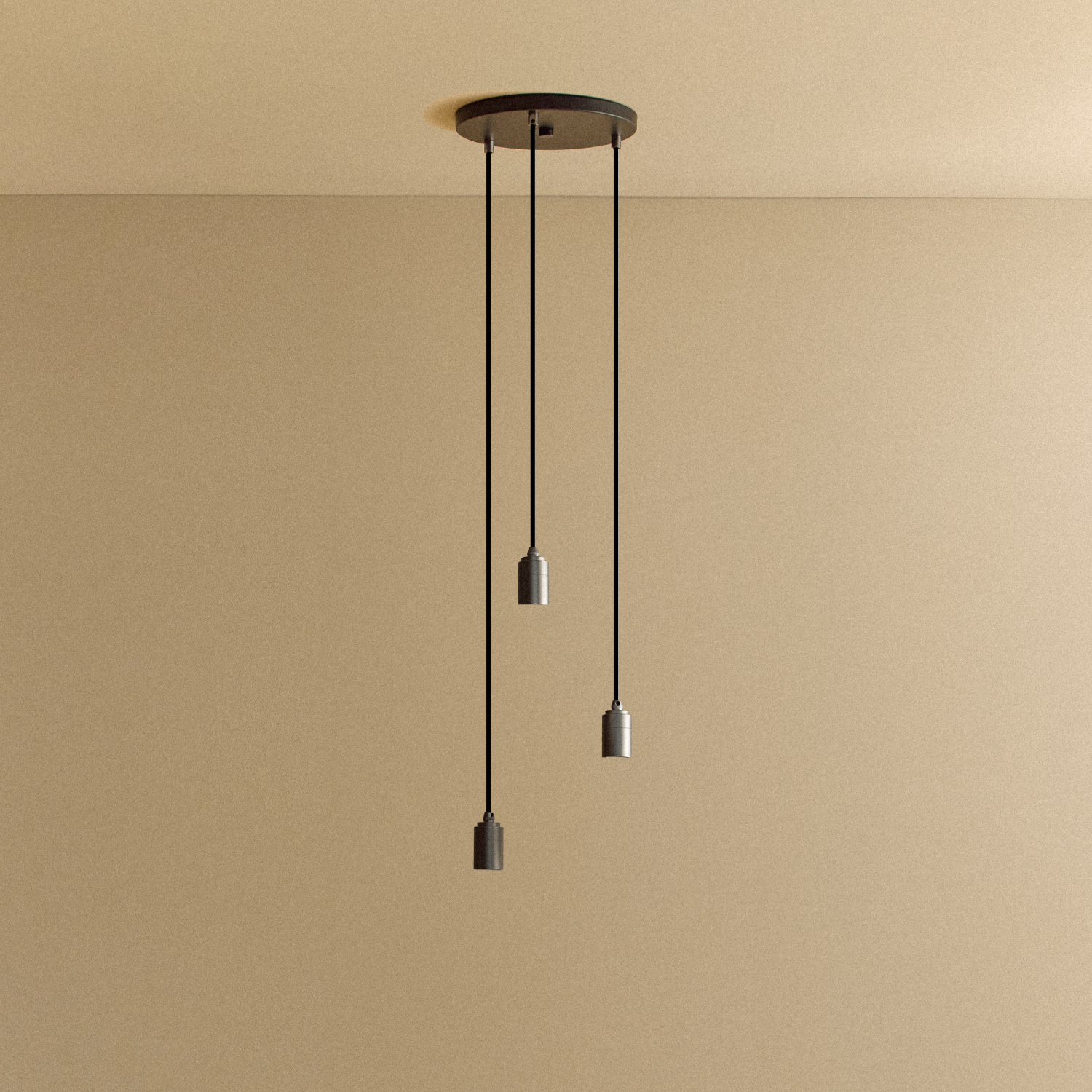 Tala Triple Pendant in Graphite - Black Canopy fixture shown without a bulb