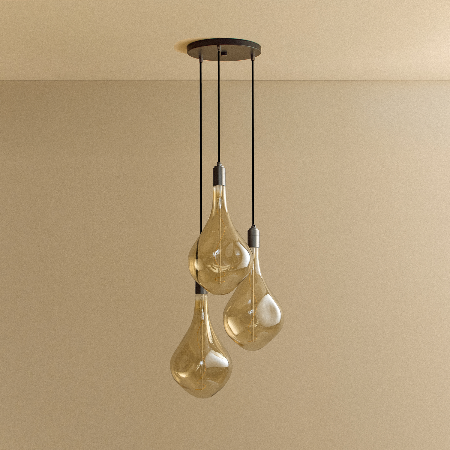 Tala Triple Pendant in Graphite + Voronoi III shown unlit
