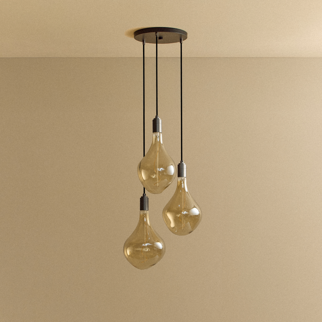 Tala Triple Pendant in Graphite + Voronoi II shown unlit