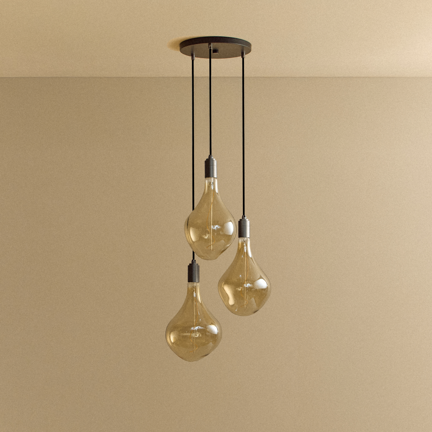 Tala Triple Pendant in Graphite + Voronoi II shown unlit
