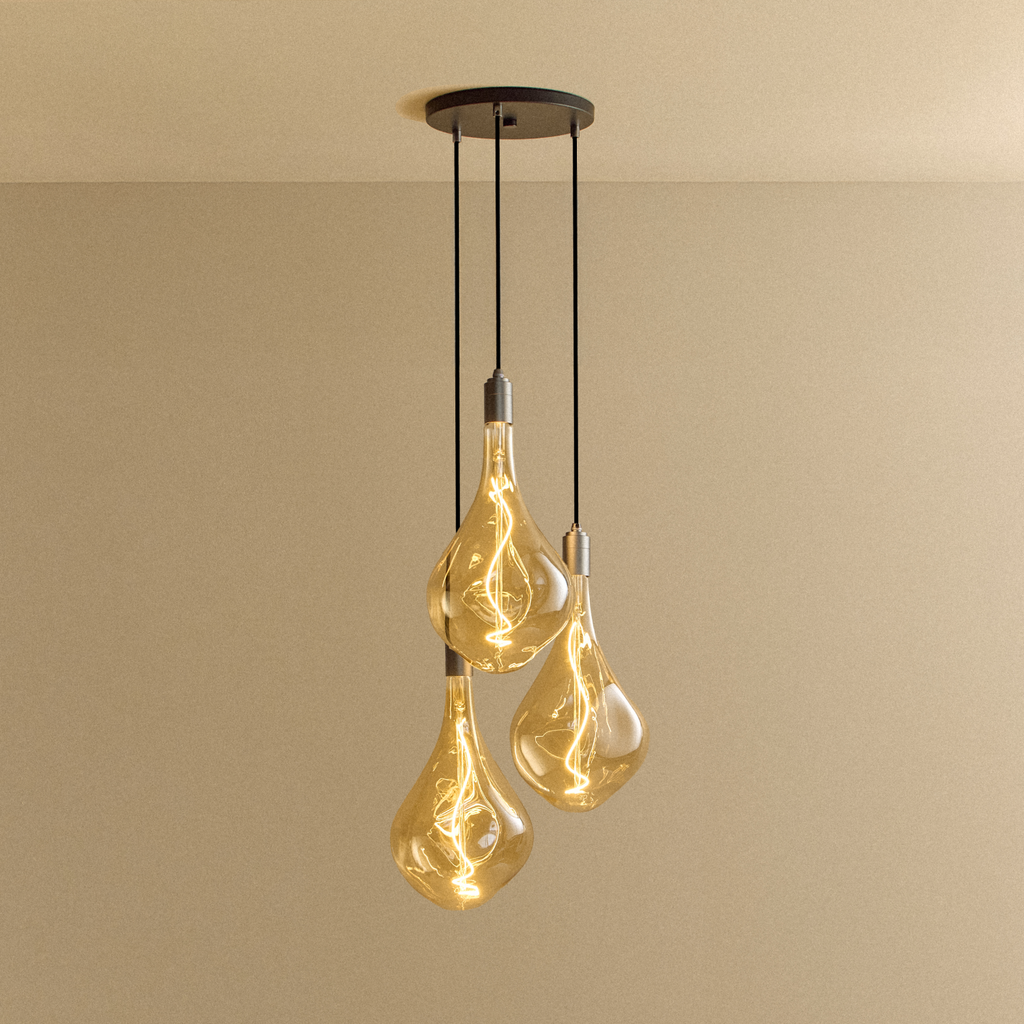 Tala Triple Pendant in Graphite + Voronoi III shown illuminated