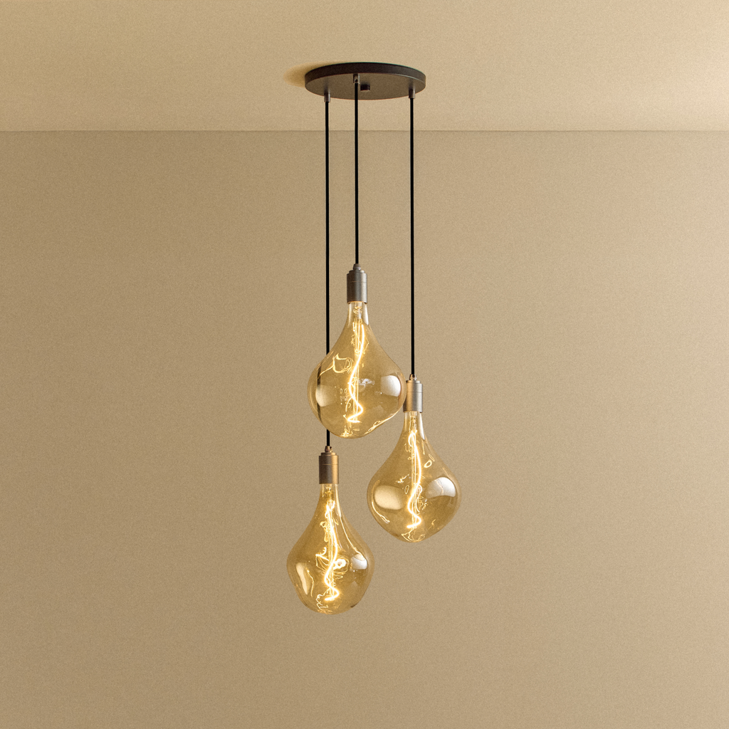 Tala Triple Pendant in Graphite + Voronoi II shown illuminated