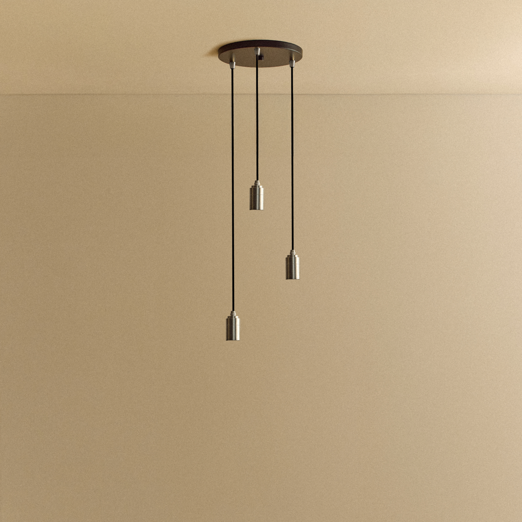 Tala Triple Pendant in Stainless Steel fixture shown without a bulb