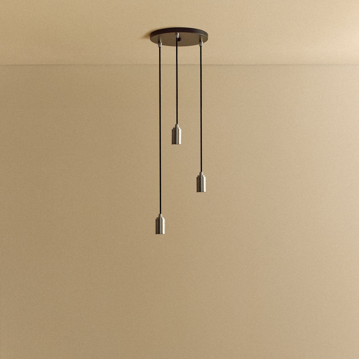 Tala Triple Pendant in Stainless Steel fixture shown without a bulb
