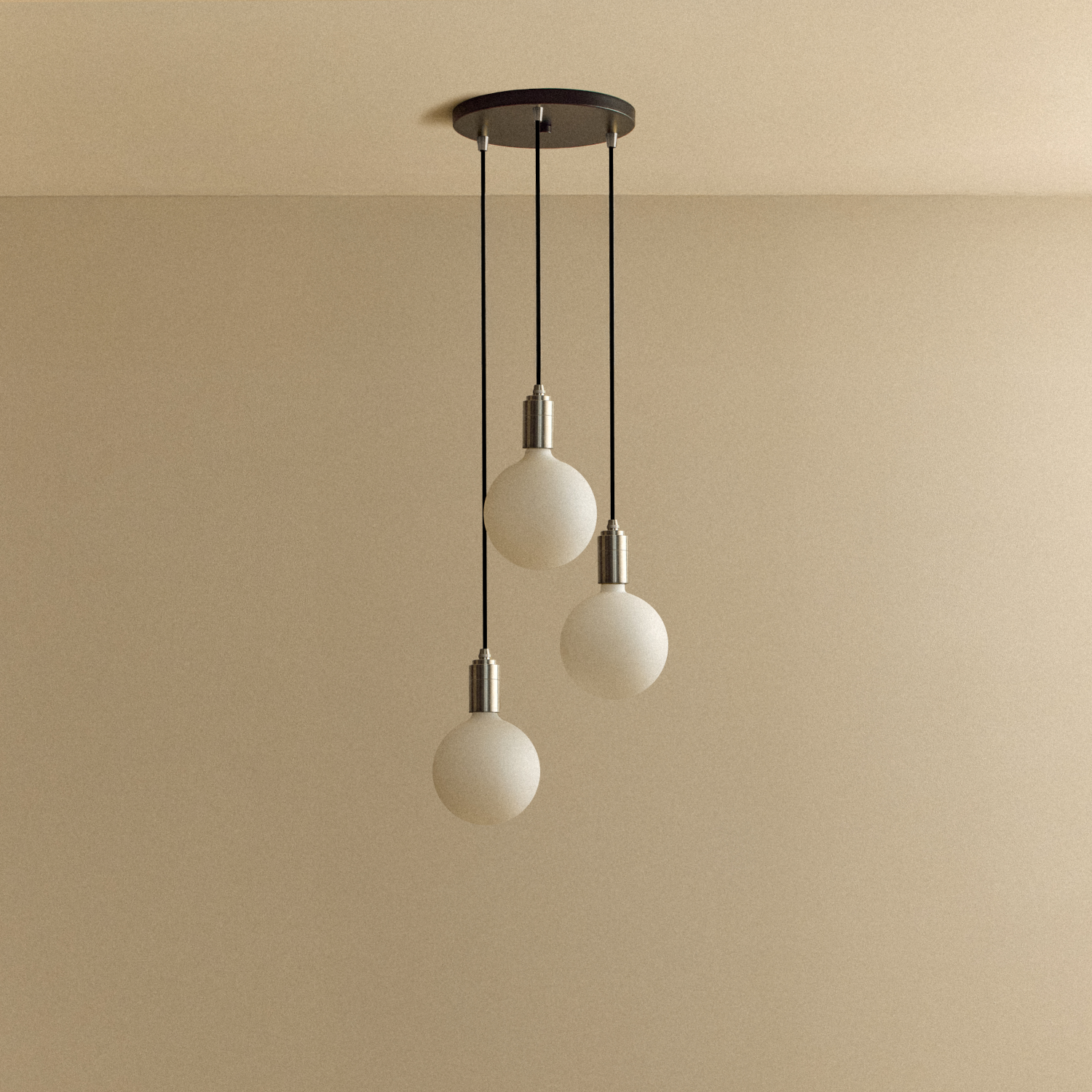 Tala Triple Pendant in Stainless Steel + Sphere IV shown unlit