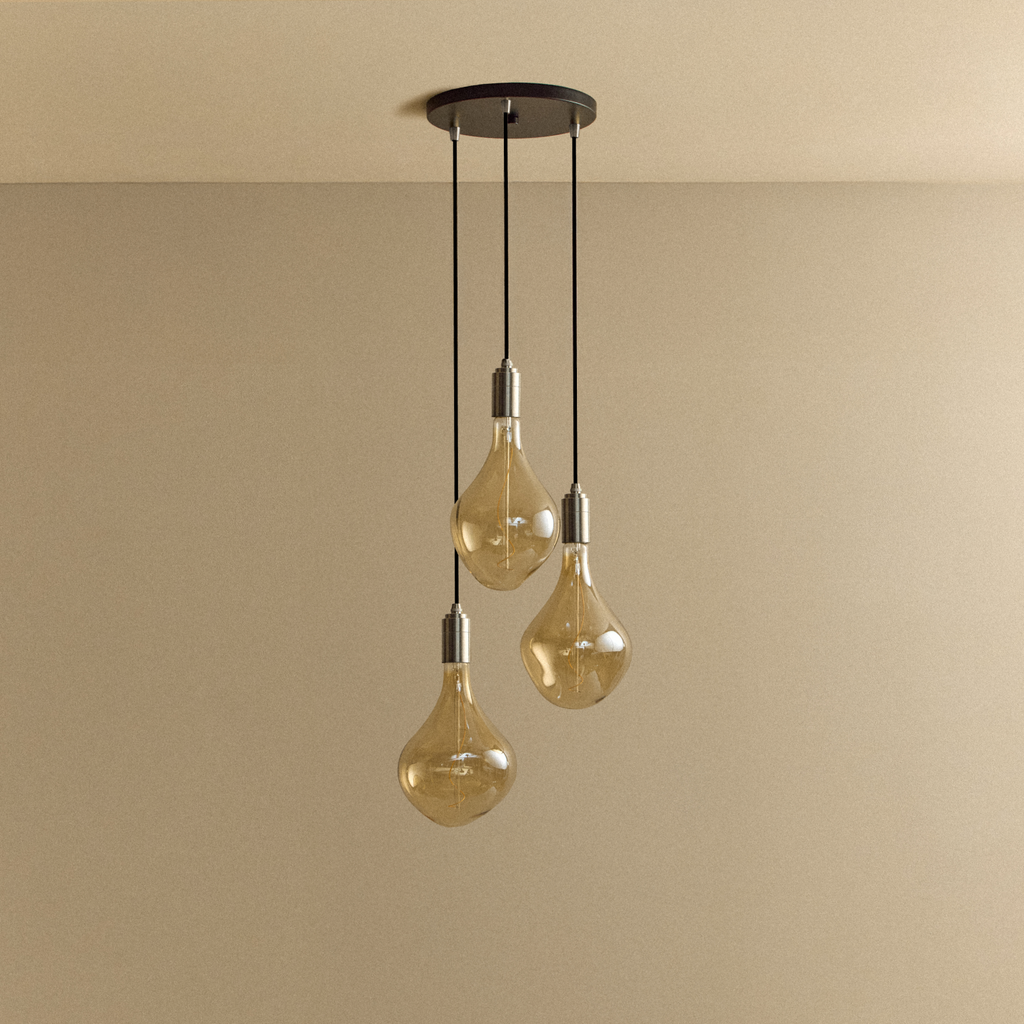 Tala Triple Pendant in Stainless Steel + Voronoi II shown unlit