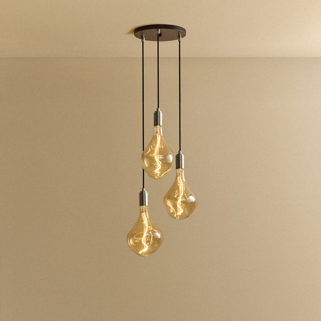 Tala Triple Pendant in Stainless Steel + Voronoi II shown illuminated