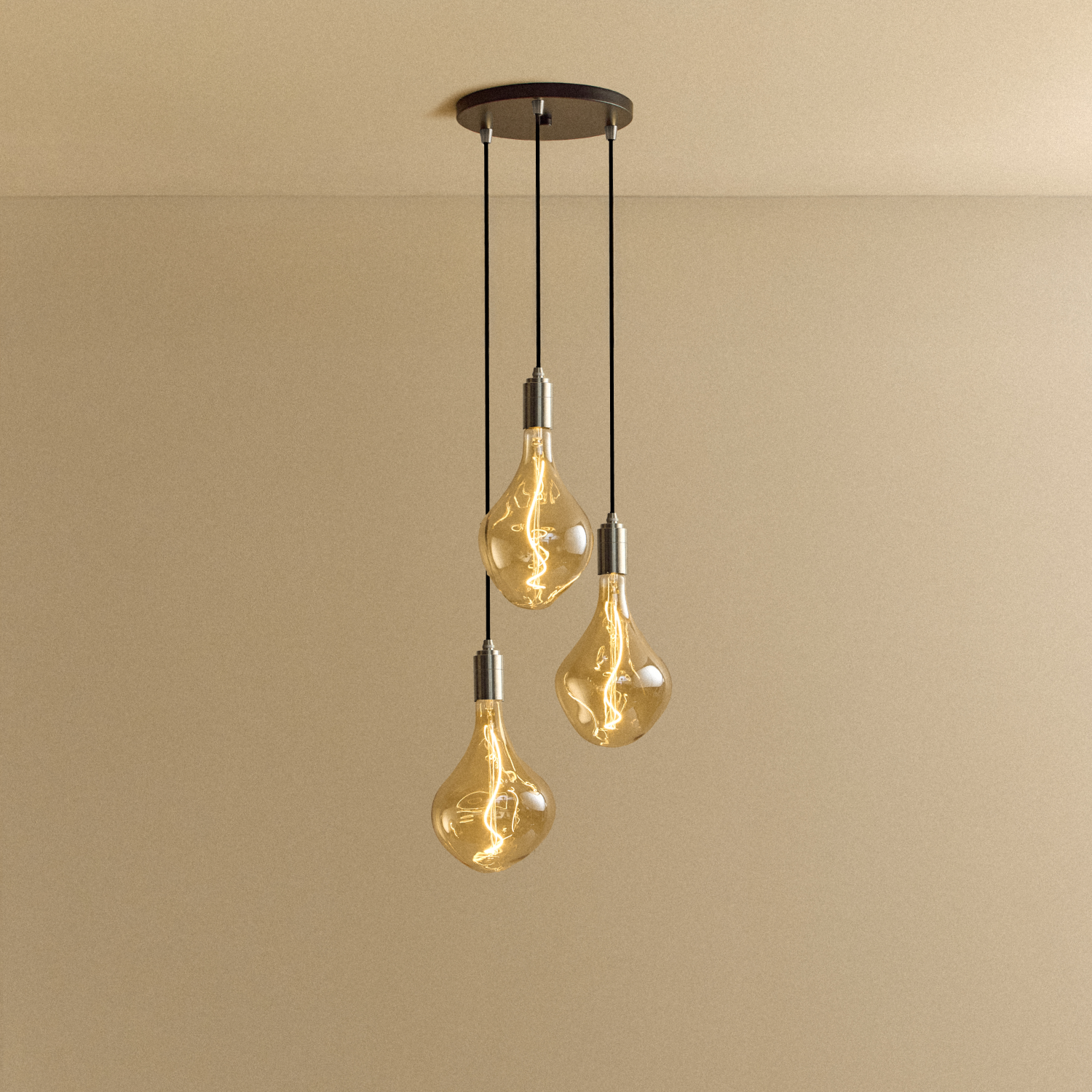 Tala Triple Pendant in Stainless Steel + Voronoi II shown illuminated