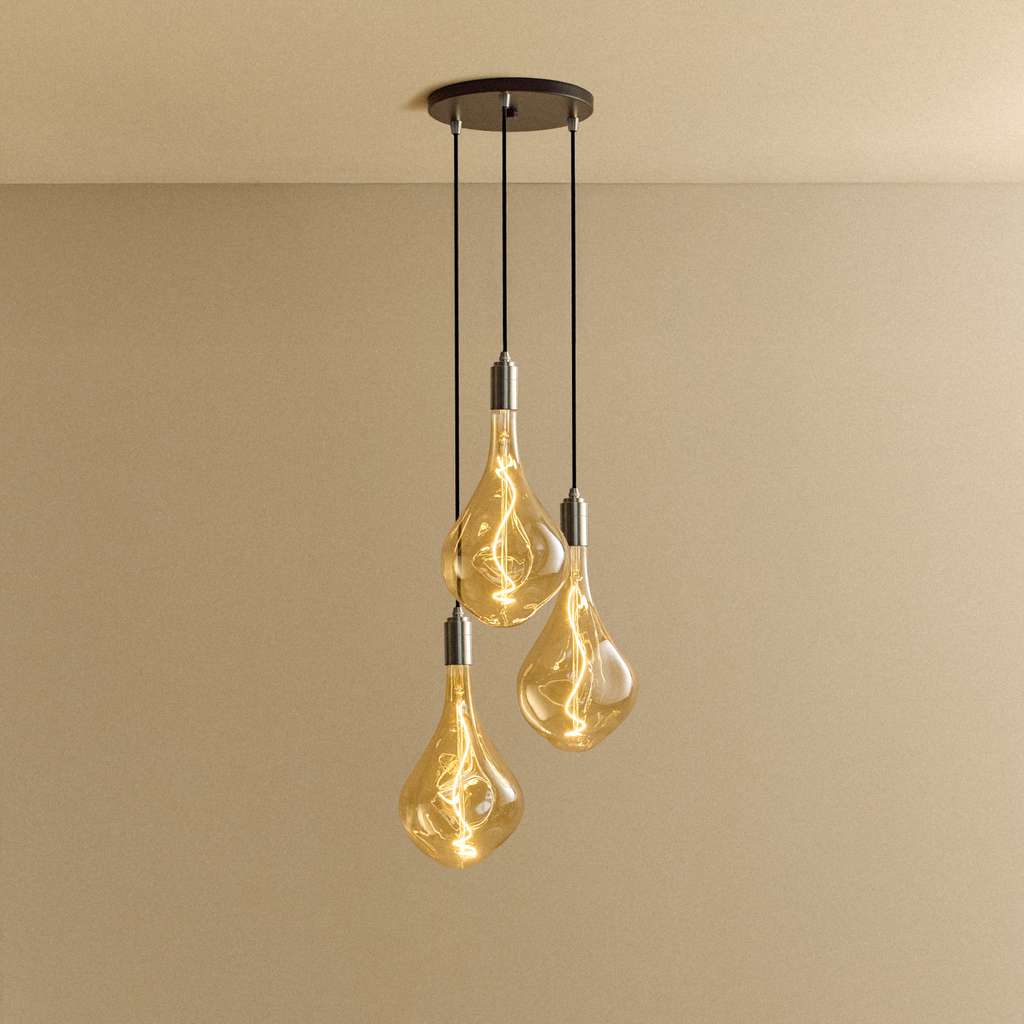 Tala Triple Pendant in Stainless Steel + Voronoi III shown illuminated