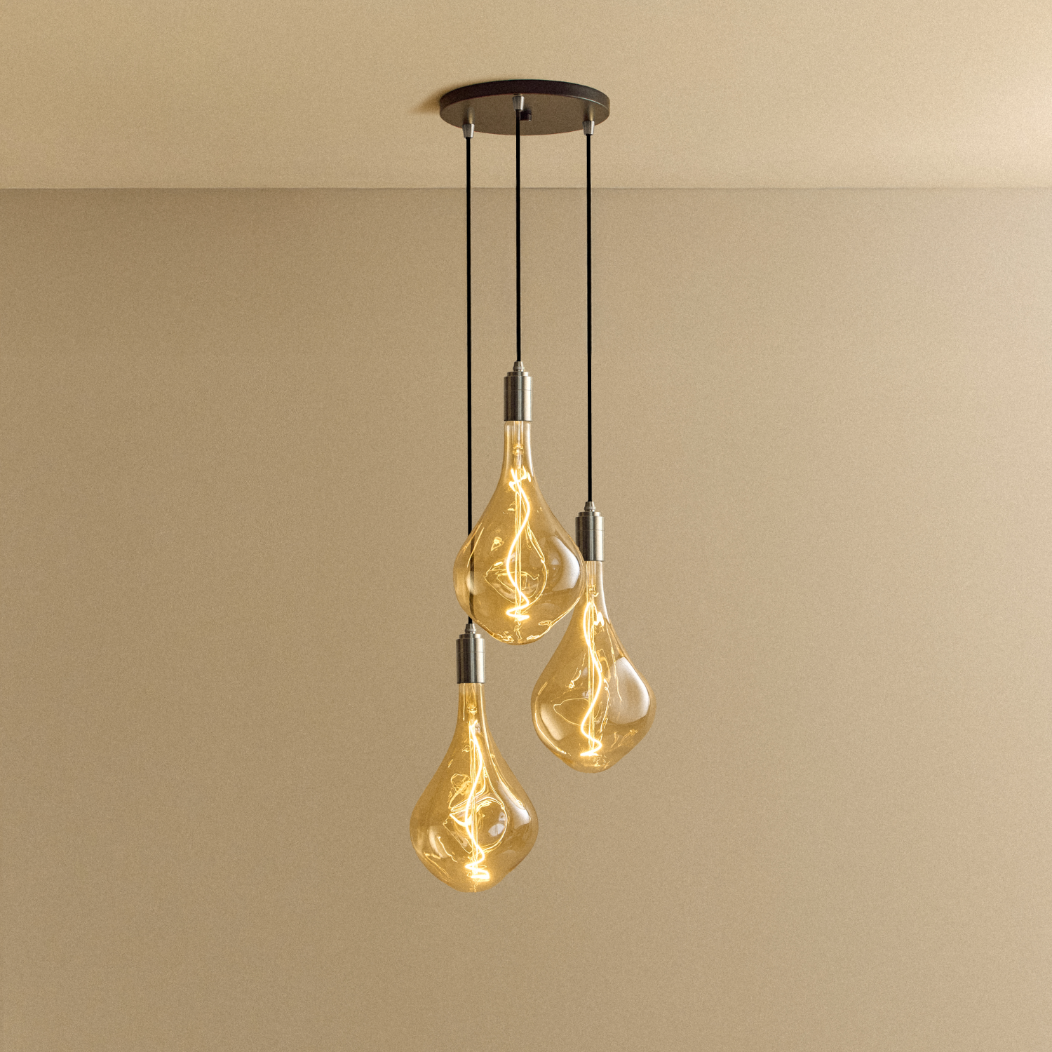 Tala Triple Pendant in Stainless Steel + Voronoi III shown illuminated