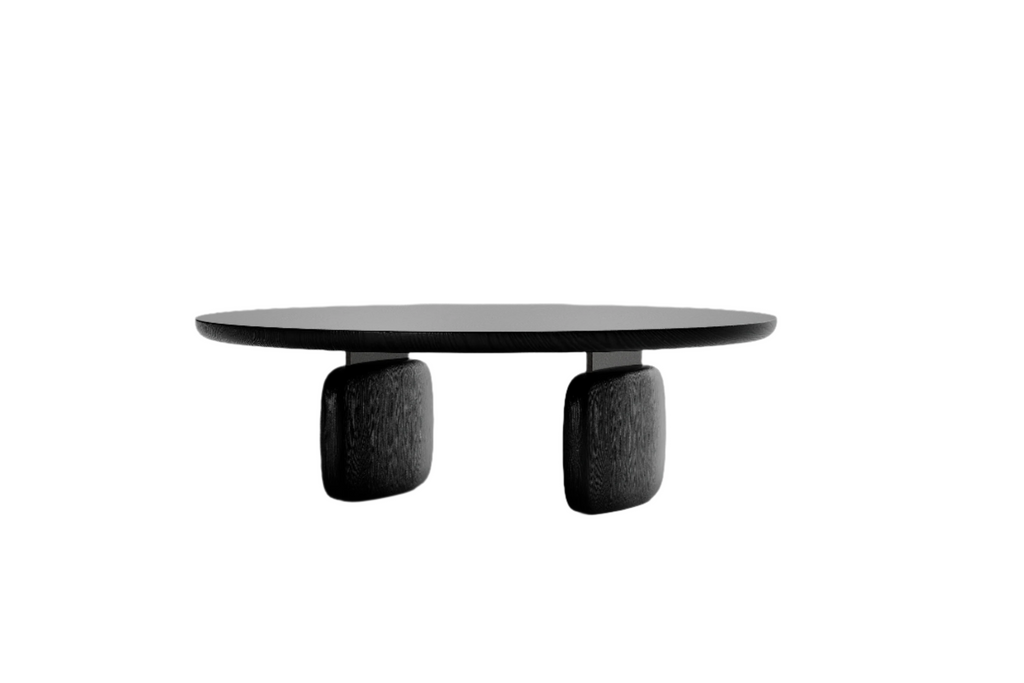 Underline Round Coffee Table - Black Oak