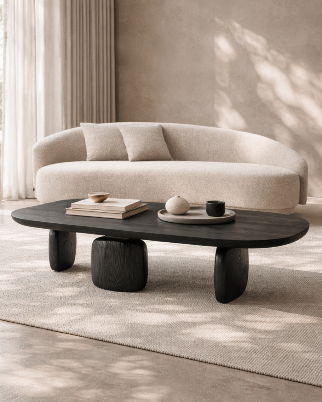 Underline Oval Coffee Table - Black Oak