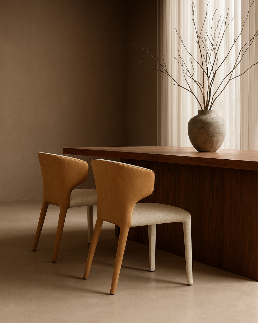Tommy Franks Vela dining chair in Avery Cream and Honey