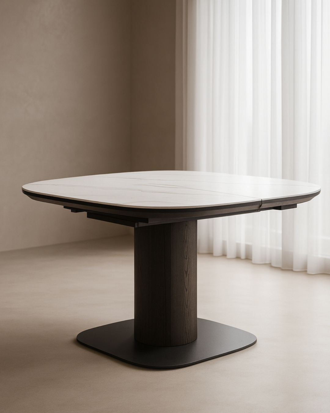 Tommy Franks Vita extension dining table in white ceramic