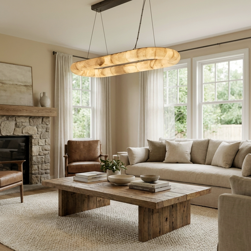 Araco Lumière Frozen Vale natural alabaster pendant light, alternate view