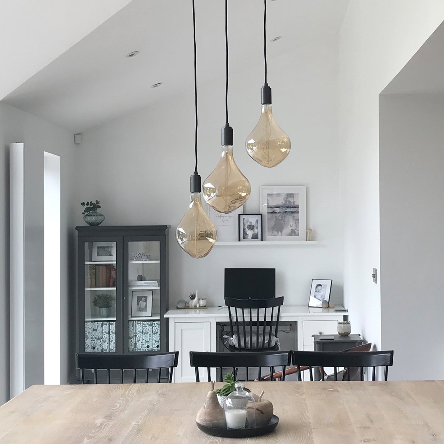 Tala Voronoi II Pendant Light in Graphite - Set of 3 in a styled interior setting (view 2)