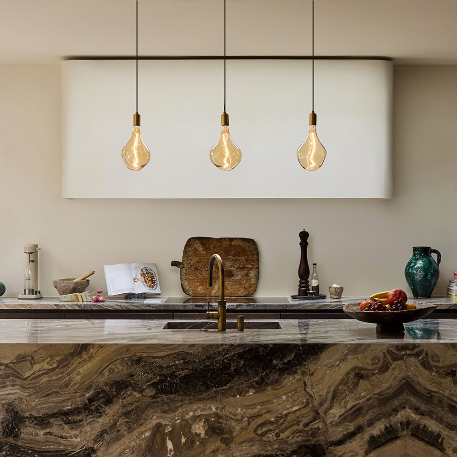 Tala Voronoi II Pendant Light in Brass - Set of 3 in a styled interior setting