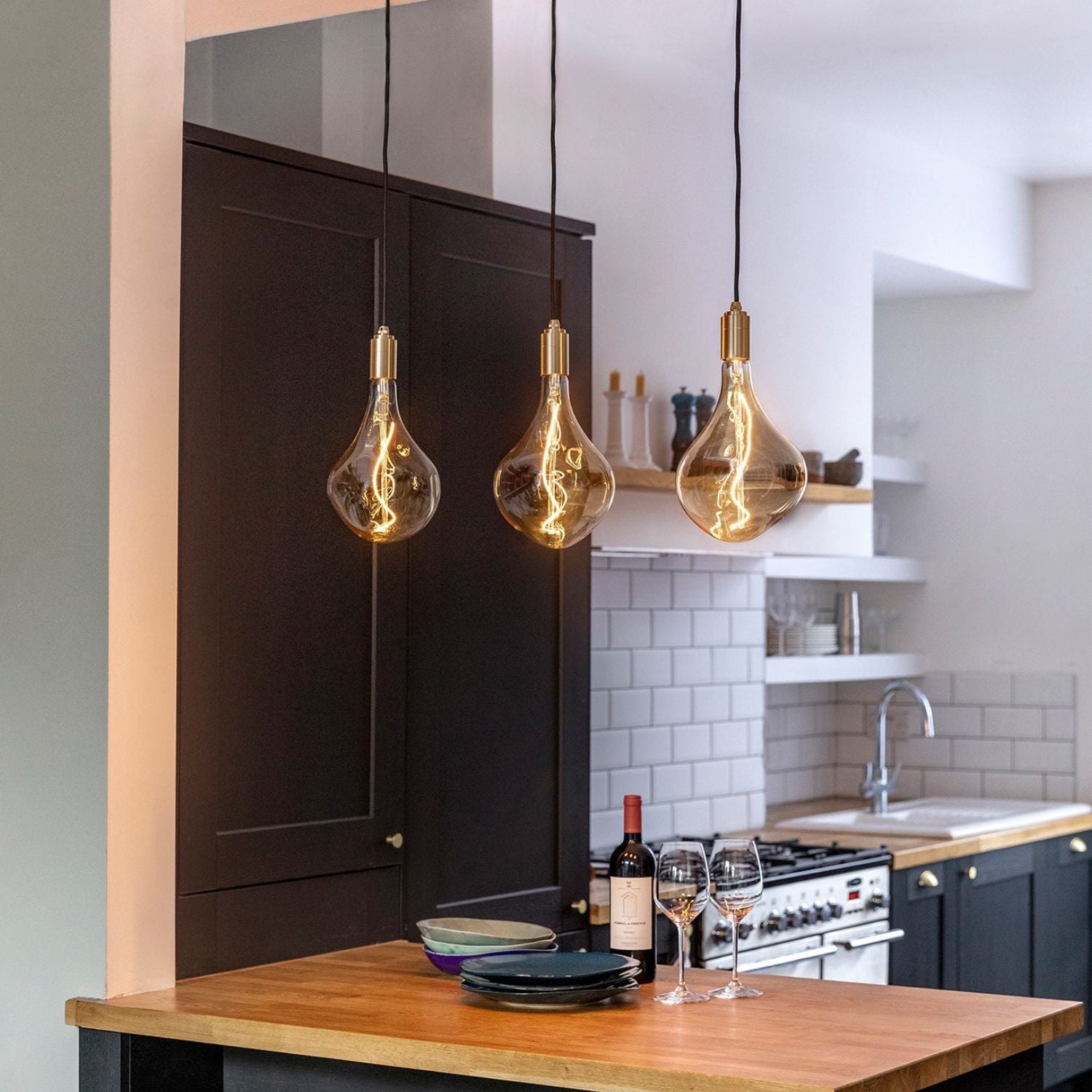 Tala Voronoi II Pendant Light in Brass - Set of 3 in a styled interior setting (view 3)