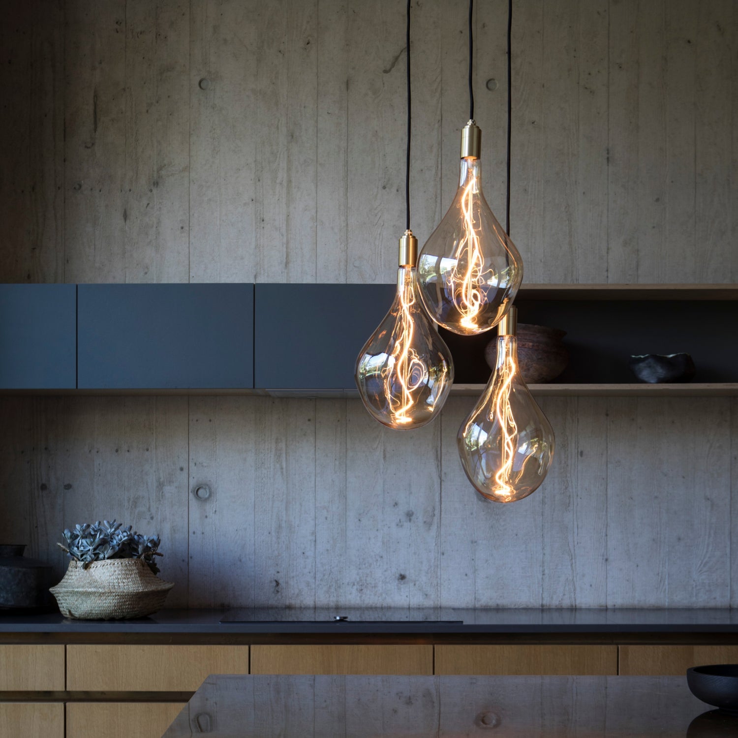 Tala Voronoi III Pendant Light in Brass - Set of 3 in a styled interior setting