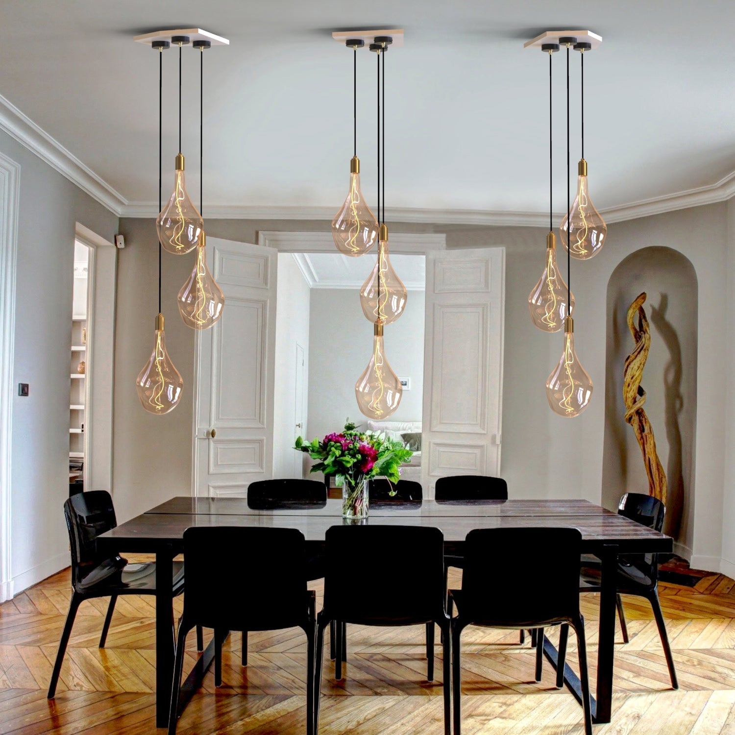 Tala Voronoi III Pendant Light in Brass - Set of 3 in a styled interior setting (view 2)