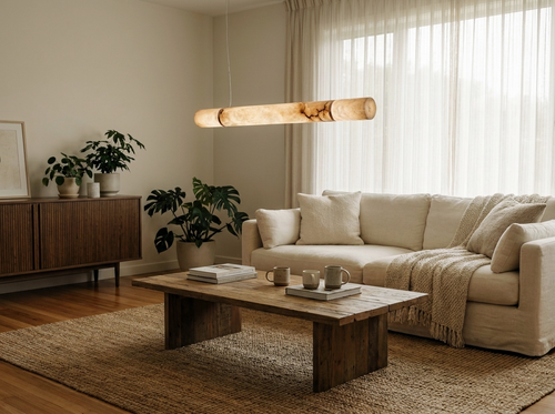 Araco Lumière Frozen Vox natural alabaster pendant light, alternate view