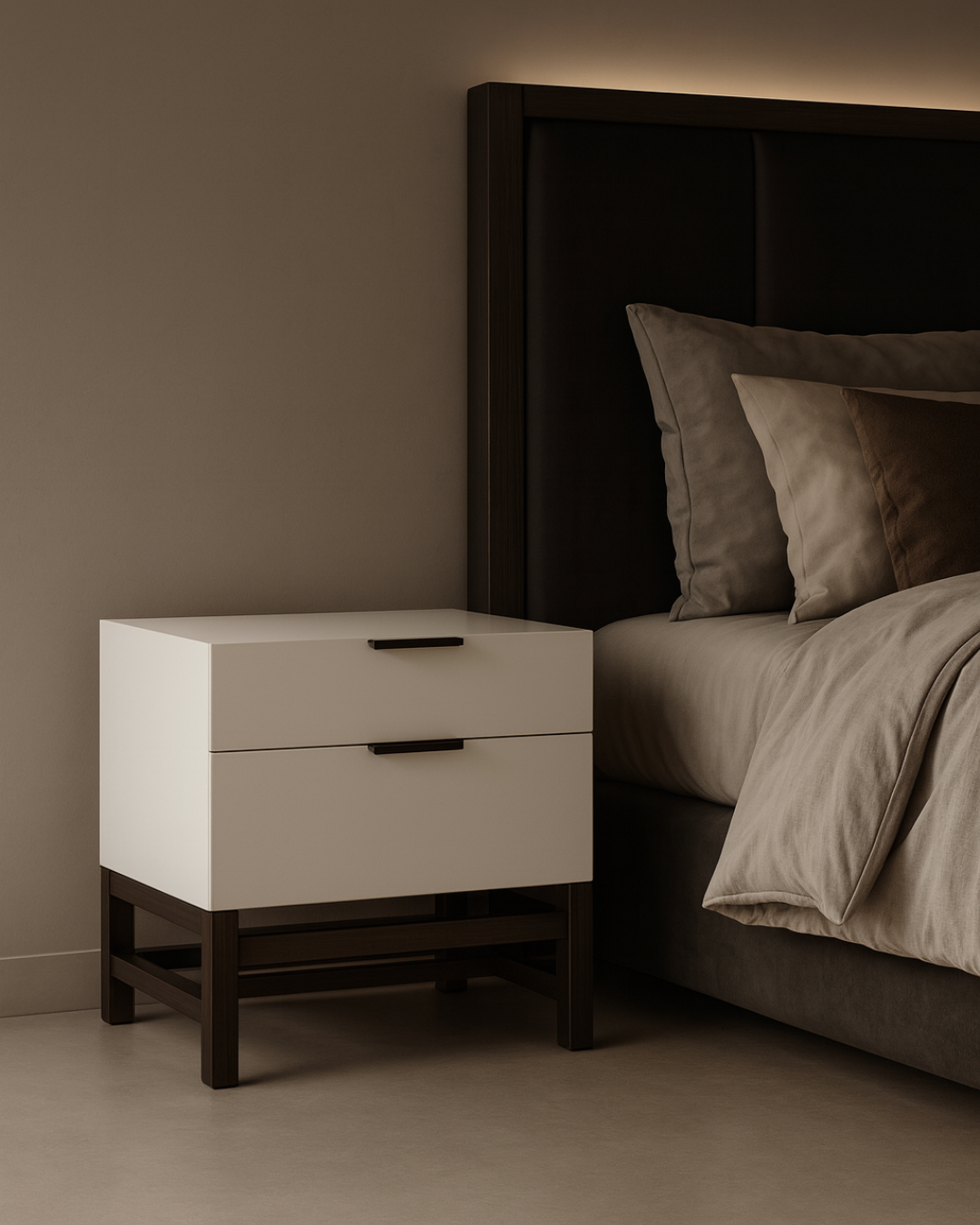 Tommy Franks Webb bedside table in matte beige