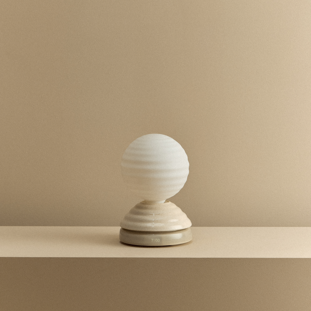 Tala Wake Sleep Light in Pebble White shown unlit