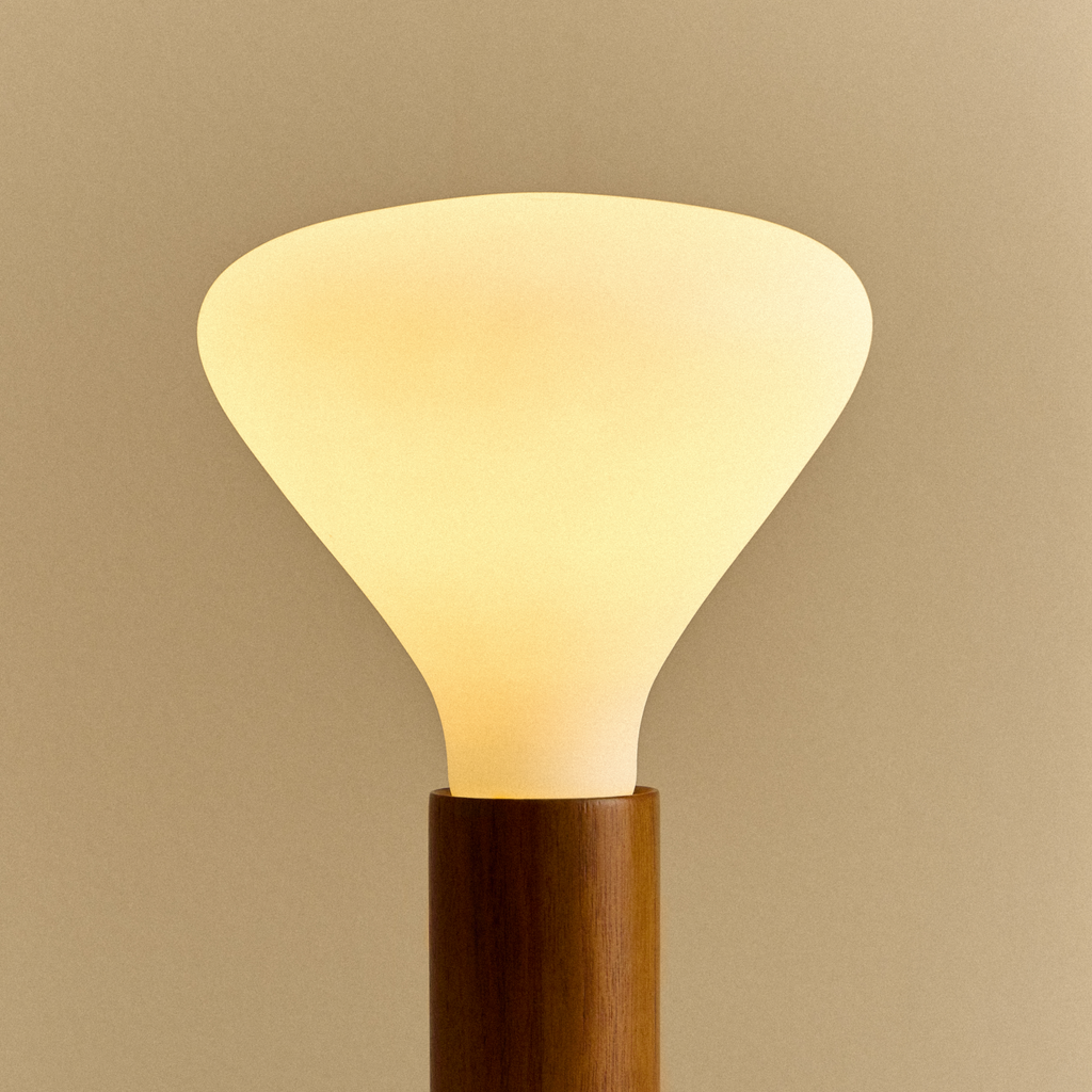 Tala Knuckle Table Lamp in Walnut + Noma close-up detail of the finish (view 2)