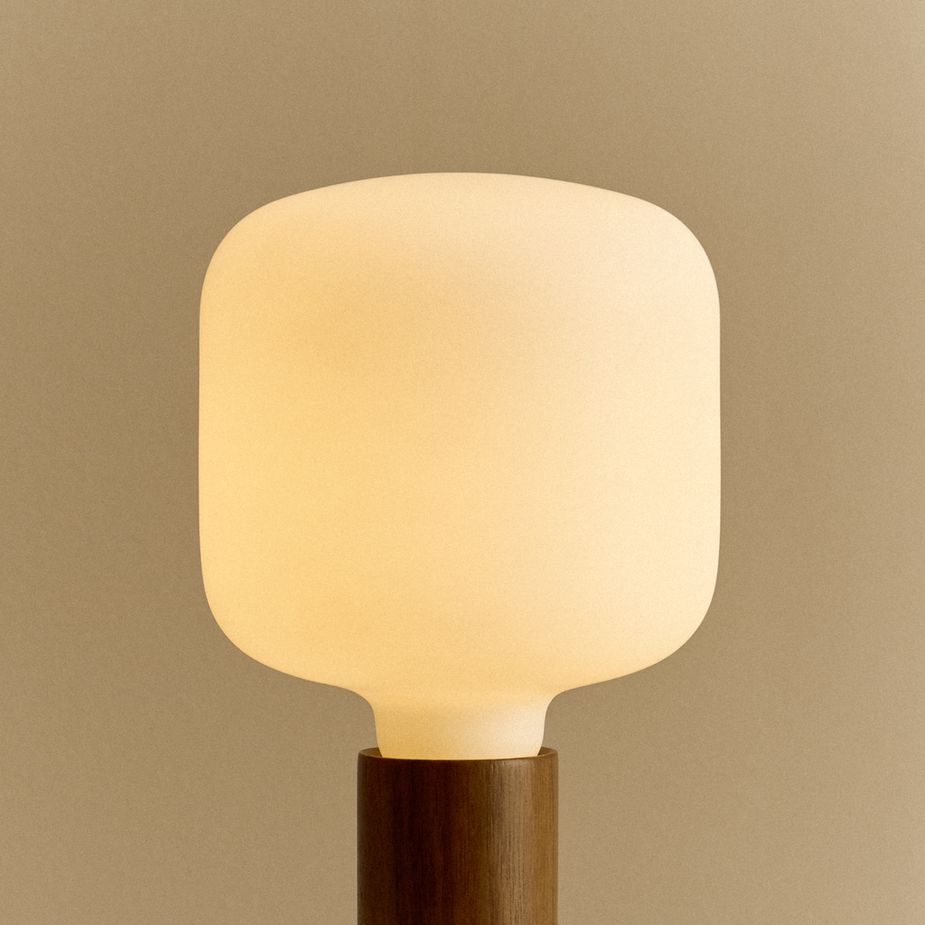 Tala Knuckle Table Lamp in Walnut + Oblo close-up detail of the finish (view 2)