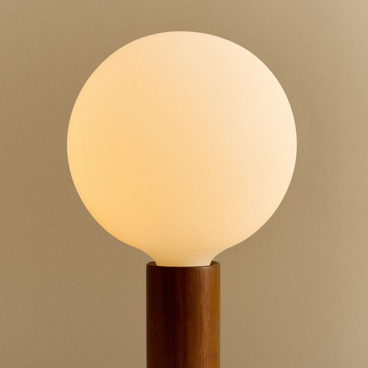 Tala Knuckle Table Lamp in Walnut + Sphere IV close-up detail of the finish