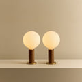 Knuckle Table Lamp in Walnut + Sphere IV Set