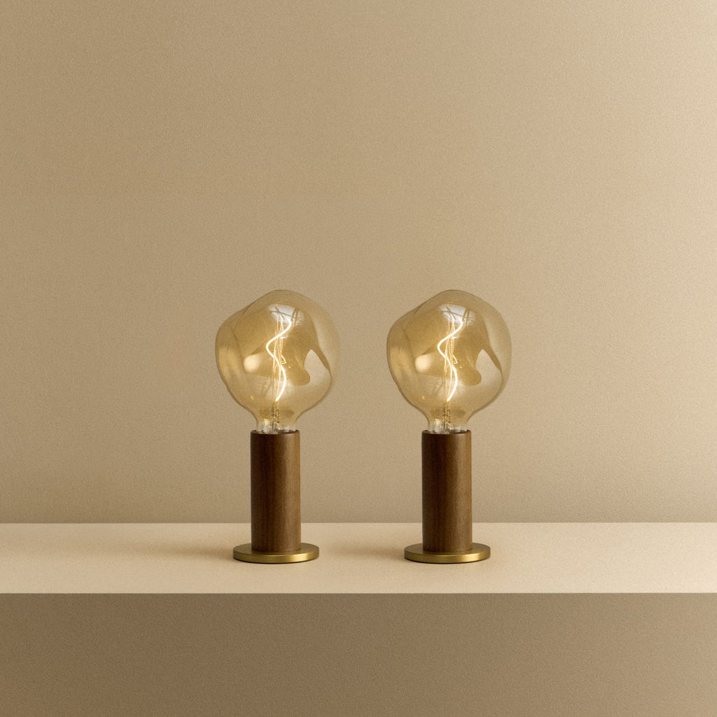 Tala Knuckle Table Lamp in Walnut + Voronoi I Set
