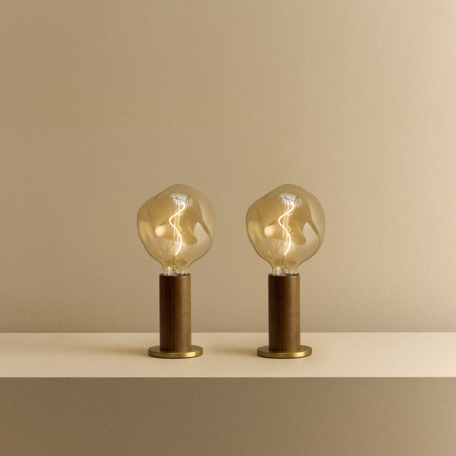 Tala Knuckle Table Lamp in Walnut + Voronoi I Set