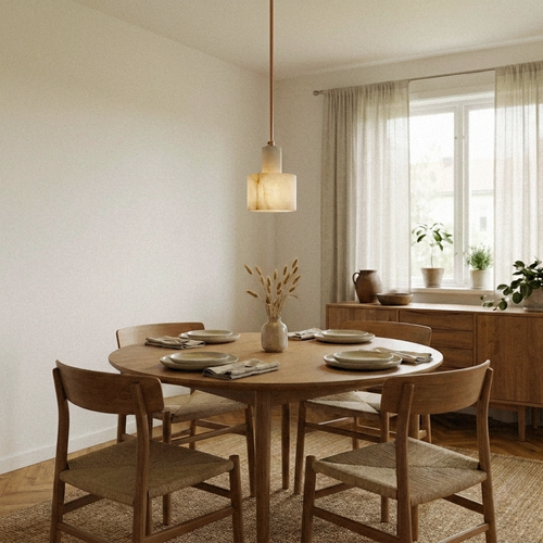 Araco Lumière Frozen Zela natural alabaster pendant light, alternate view