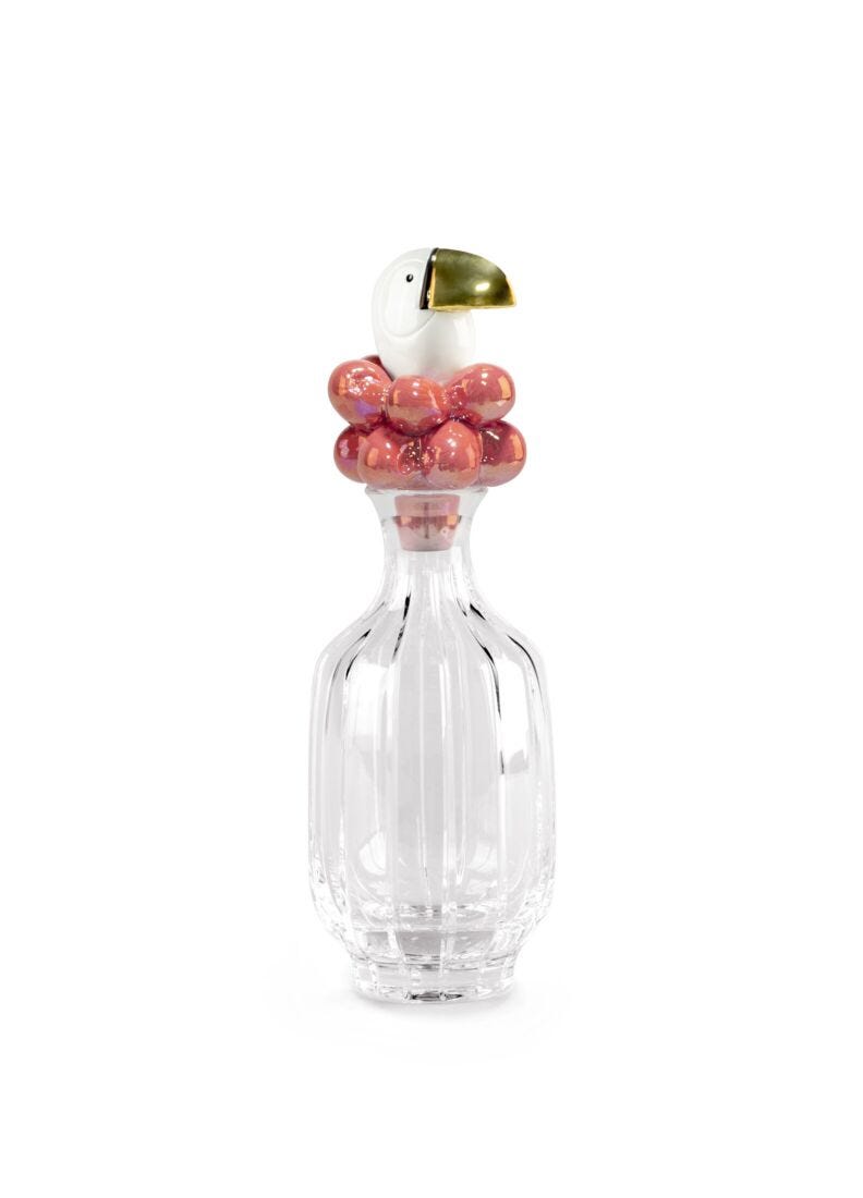 Lladro Toucan Glass Bottle Golden Luster