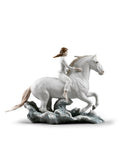 Lladro Riding Her Horse on the Seashore Figurine