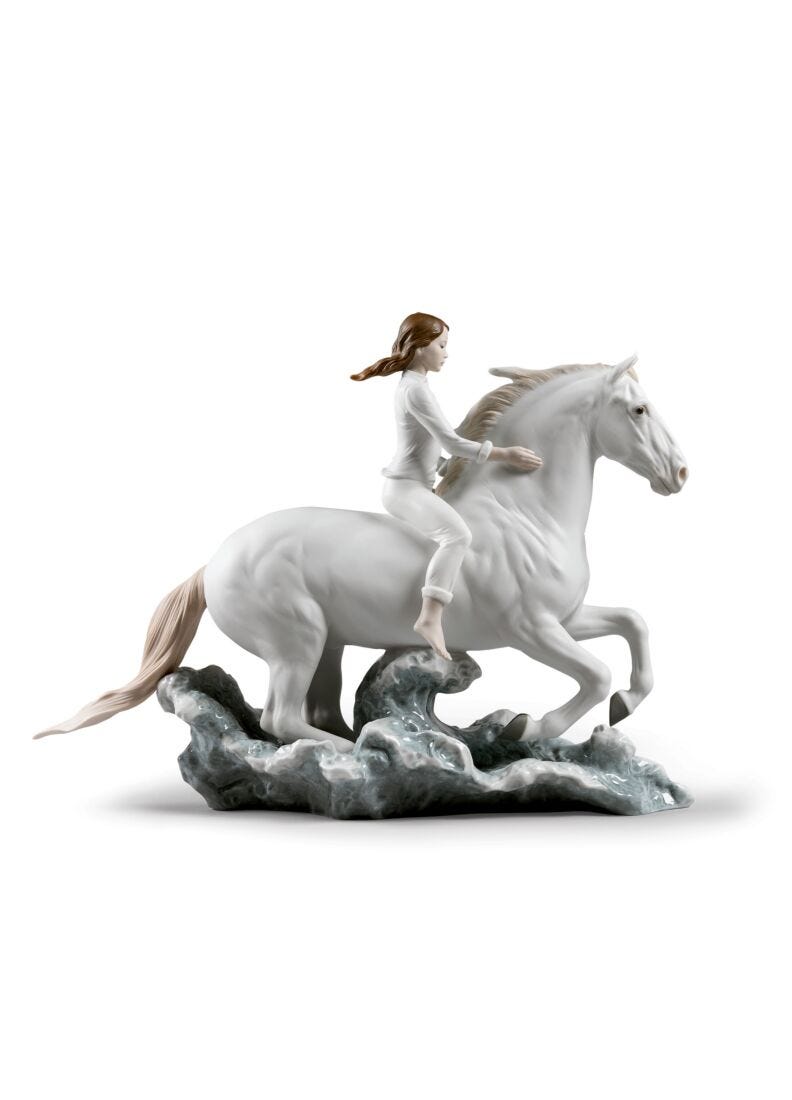 Lladro Riding Her Horse on the Seashore Figurine