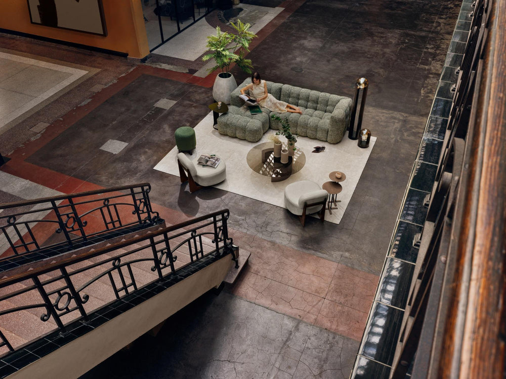 BASEL sofa R styled in an open-plan living room