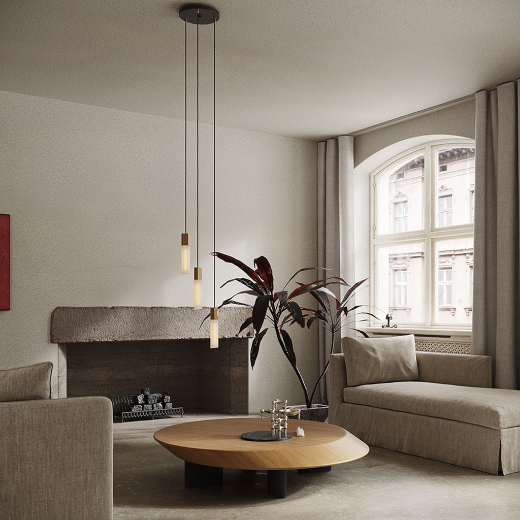 Tala Basalt Triple Pendant in Brass (view 2)