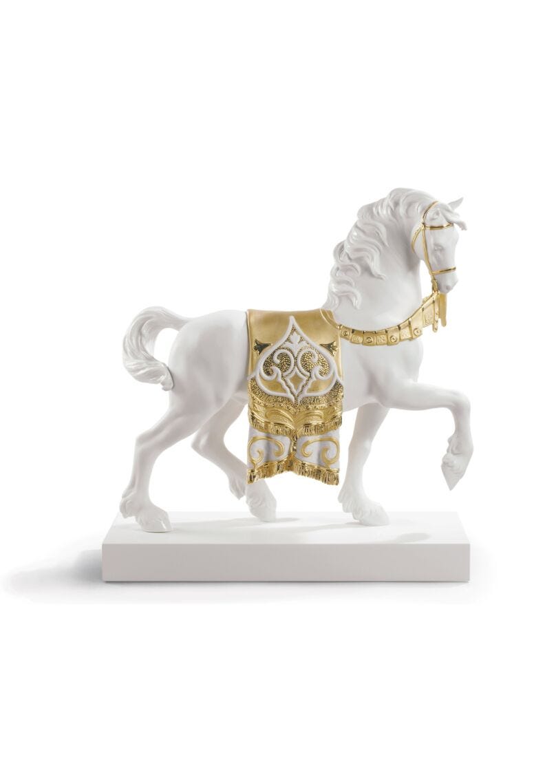 Lladro A Regal Steed Horse Sculpture Golden Lustre