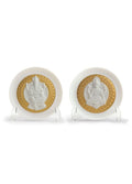 Lladro Goddess Lakshmi and Lord Ganesha Plates Set Golden Lustre