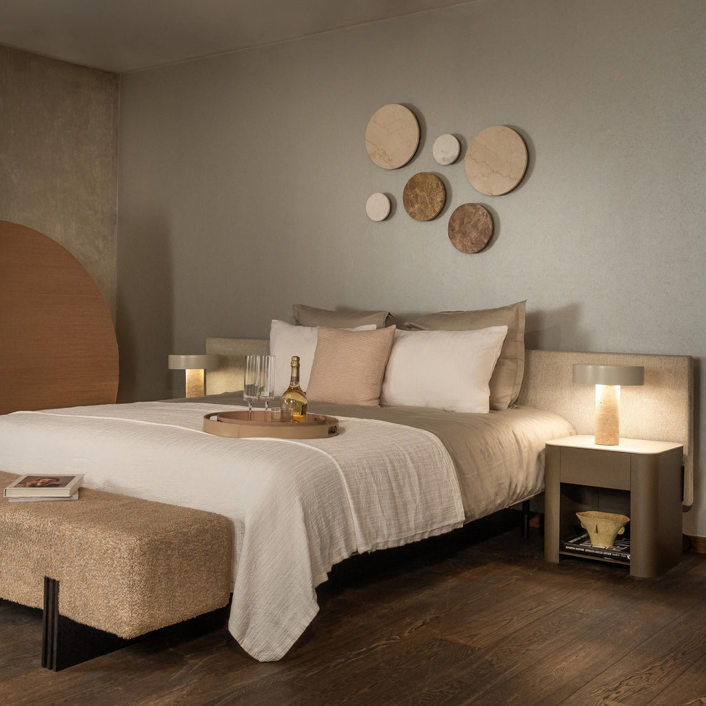 Dôme Deco WINSTON Night Table styled in a luxury bedroom | Araco Interiors