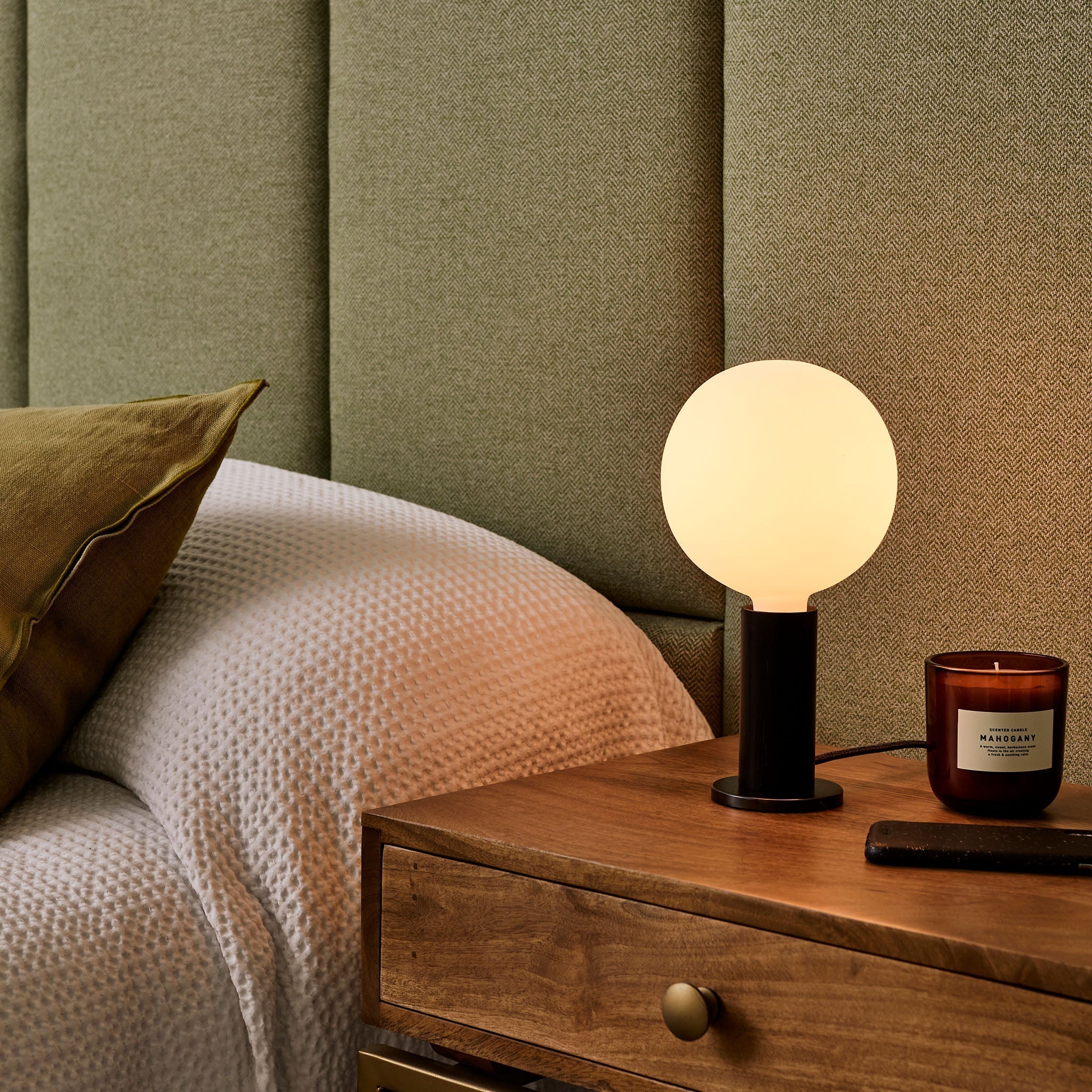 Tala Knuckle Table Lamp in Blackened Oak + Sphere IV (view 2)