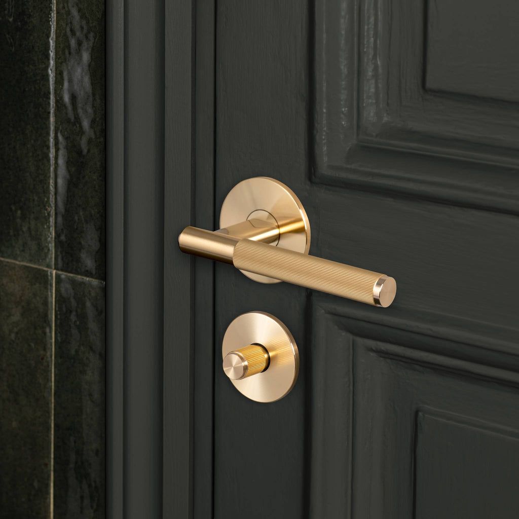 Buster + Punch Linear door hardware in Brass lifestyle