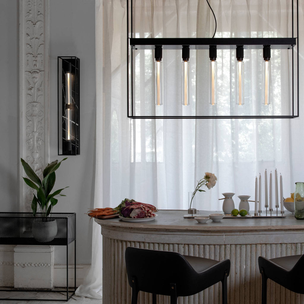 Buster + Punch Caged Ceiling 5.0 over a kitchen island